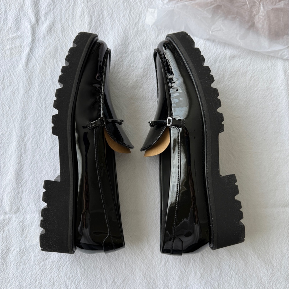 NWT Franco Sarto Senna Lug Sole Loafer Black Patent Leather Size 10 - Picture 4 of 15